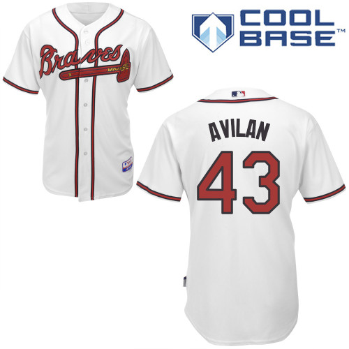 Luis Avilan #43 MLB Jersey-Atlanta Braves Men's Authentic Home White Cool Base Baseball Jersey